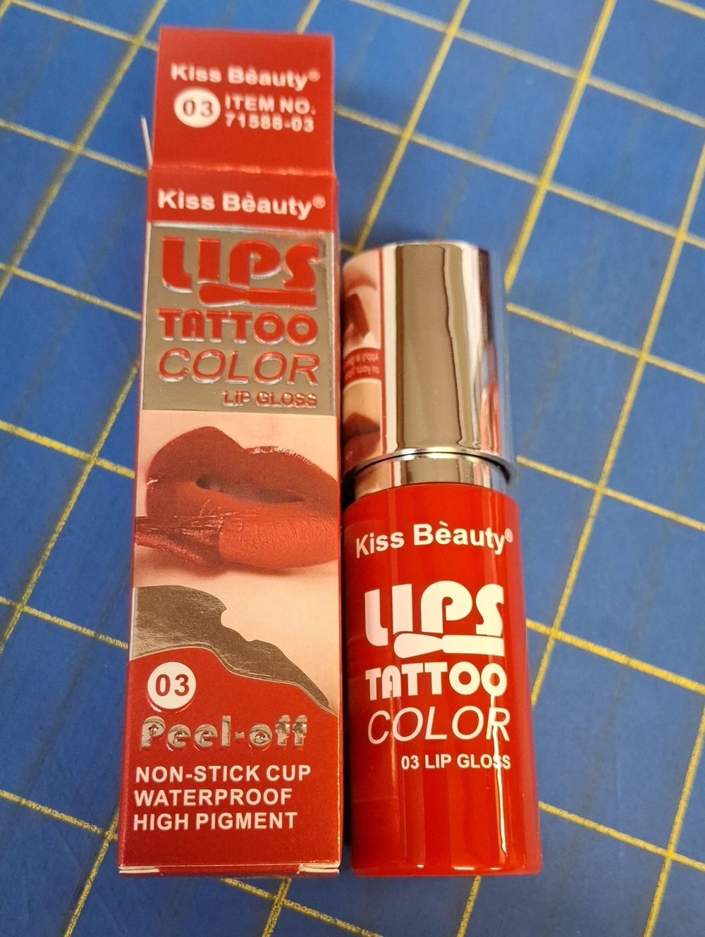 Kiss Beauty LIPS Tattoo Color Lip Gloss - Red 03 New